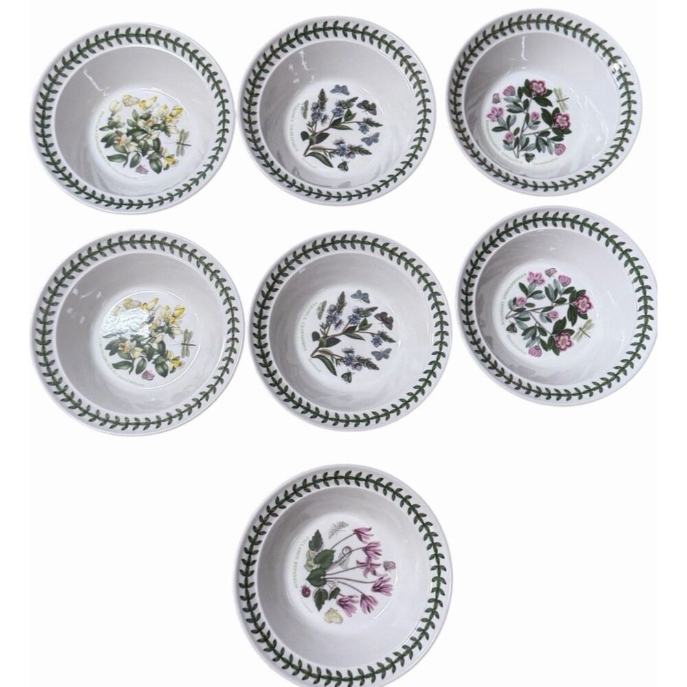 7 Portmeirion Botanic Garden 6.5" Soup Cereal Bowls Susan Williams-Ellis England
